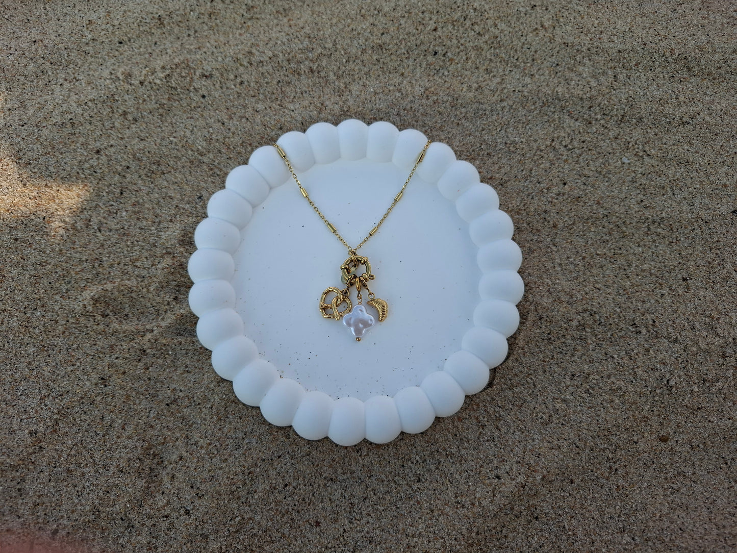 Kleeblatt Charm - Pearl
